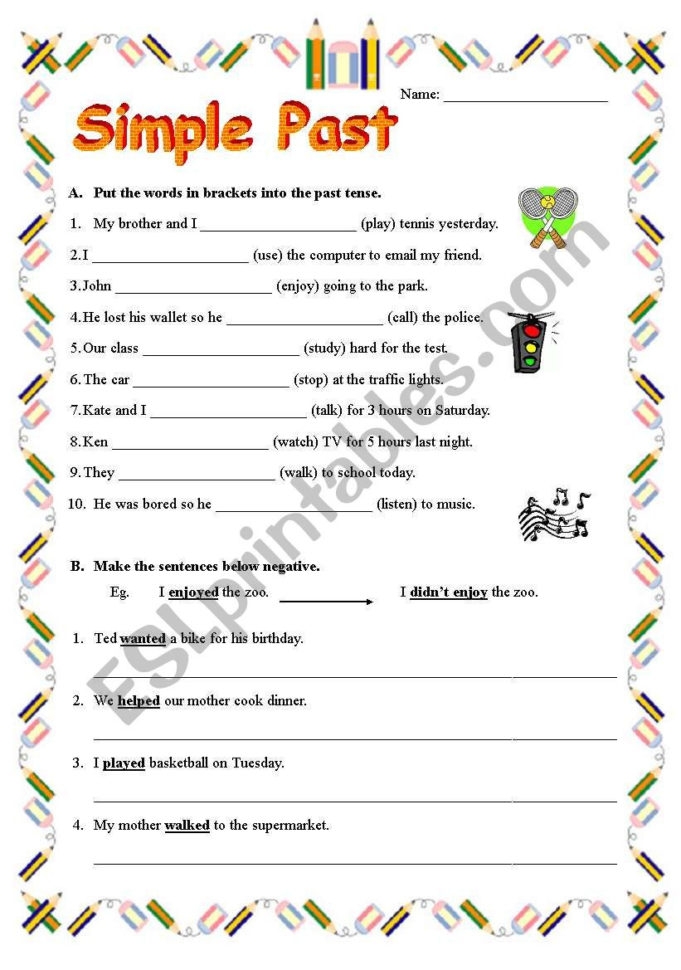 Simple Past Tense Esl Worksheetrennayf Db excel