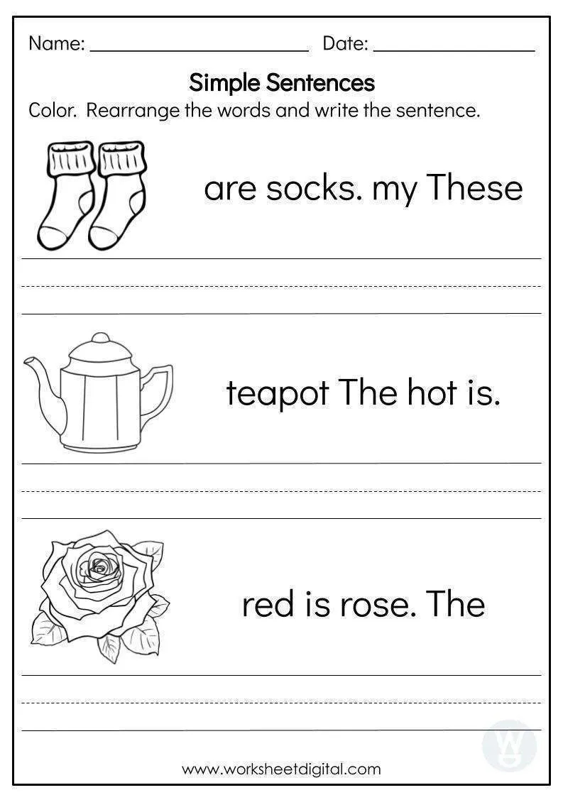 Simple Sentences Worksheet Digital Worksheets Library