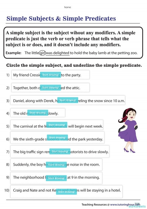 Simple Subject And Predicate Interactive Worksheet TopWorksheets 