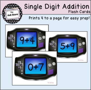 Single Digit Addition Printable Flash Cards Video Game By The 4x6 Store