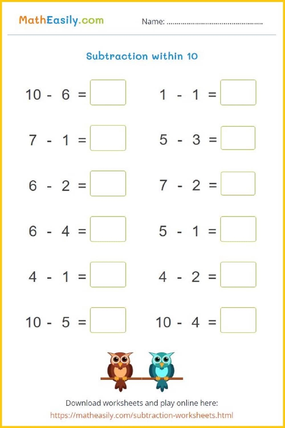 Single Digit Addition Subtraction Worksheets Worksheets Library