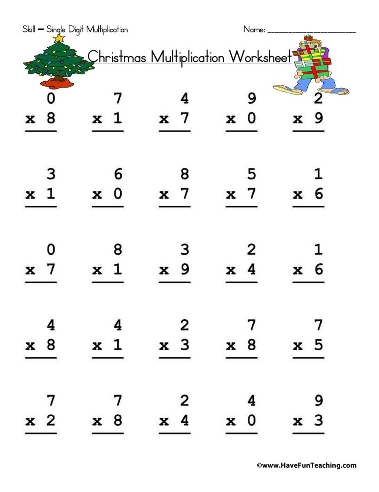 Single Digit Multiplication Worksheet Multiplication Worksheets