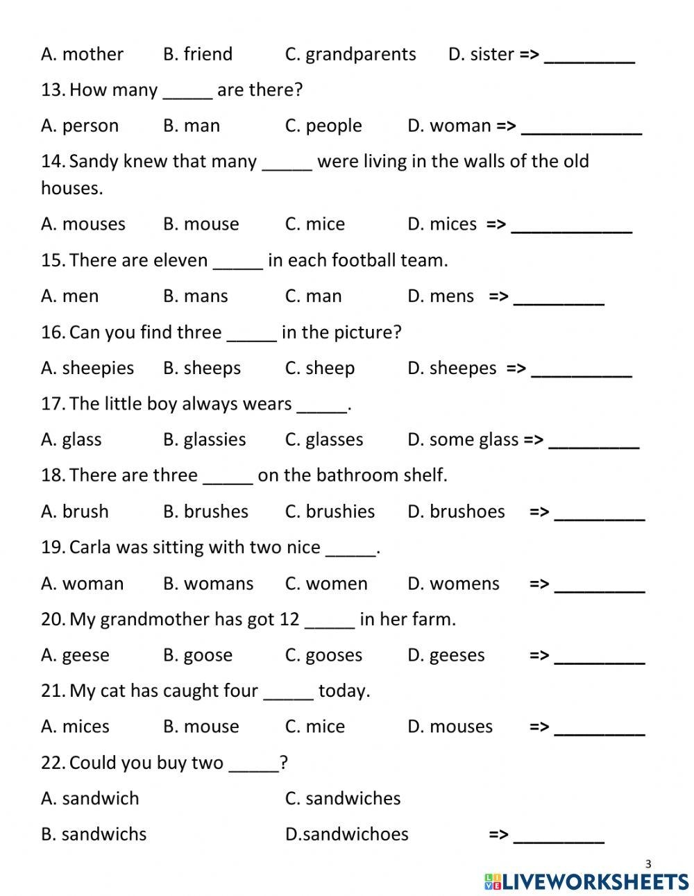 singular or plural worksheet