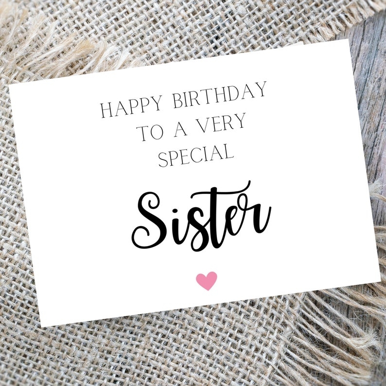 Sister Birthday Card Printable Sister Gift Special Sister Birthday 