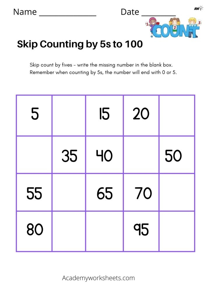 skip count worksheets
