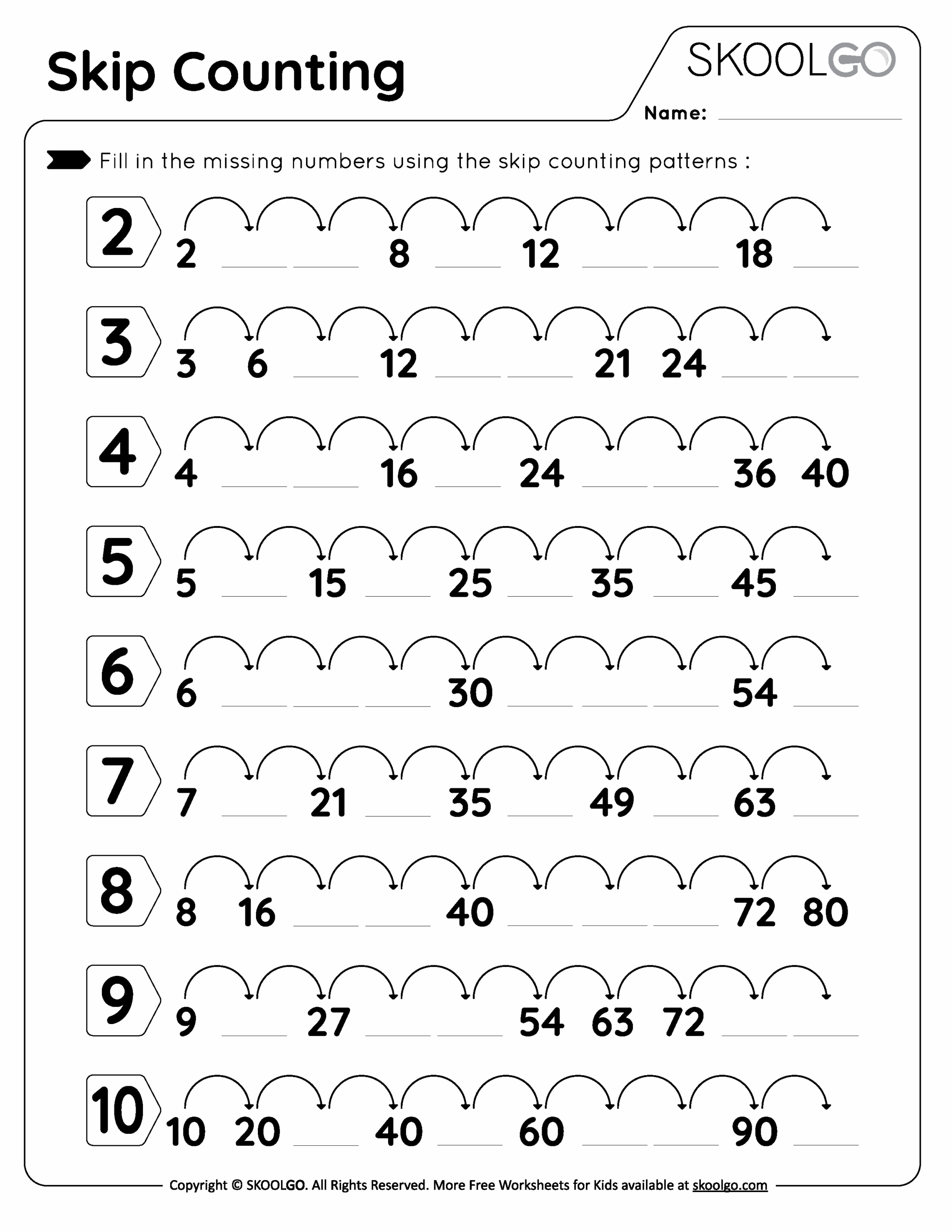 Skip Counting Free Worksheet For Kids SKOOLGO Worksheets Library