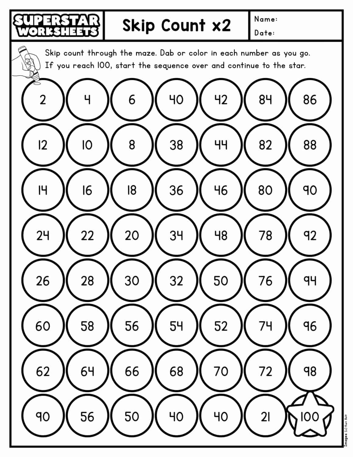 Skip Counting Worksheet 2s 5s 10s Mamas Learning Corner 