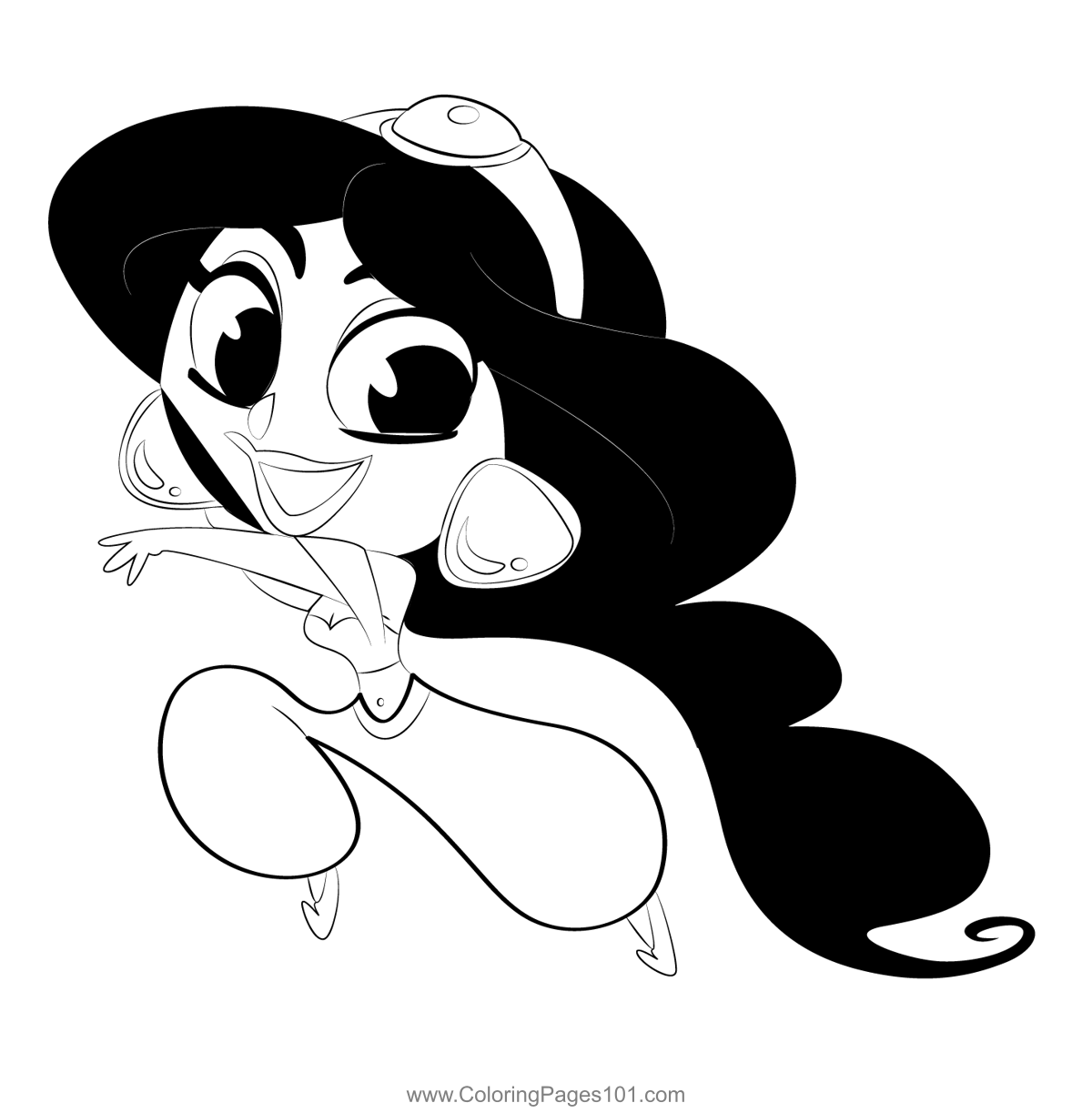 Small Jasmine Coloring Page For Kids Free Aladdin Printable Coloring 