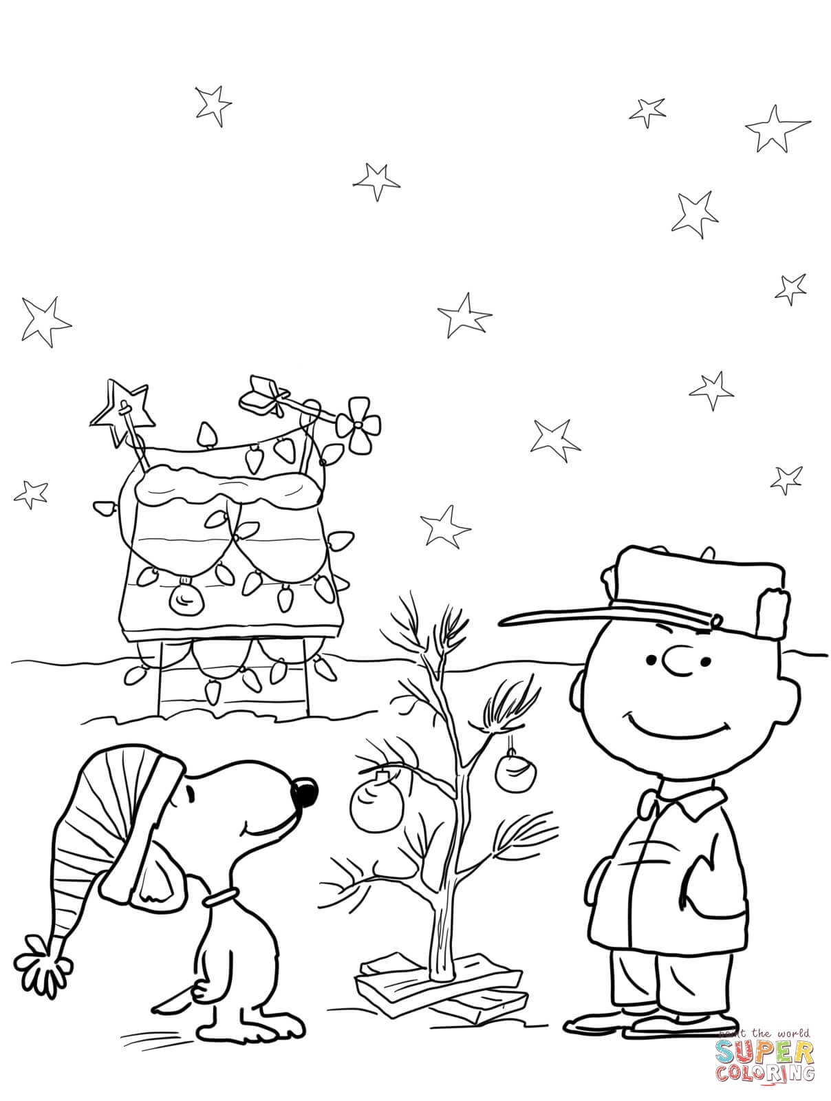 Snoopy Doghouse Christmas Coloring Pages Coloring Pages