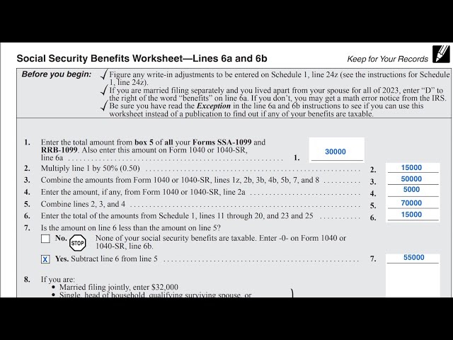 social security benefits taxable worksheet