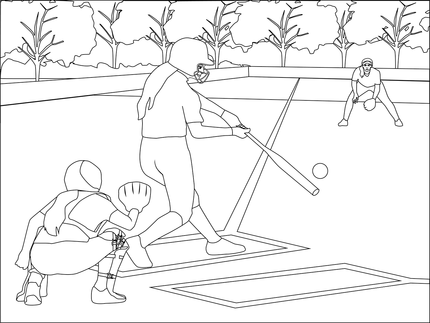 Softball Coloring Page ColouringPages