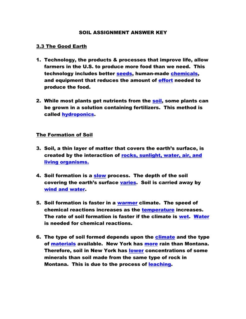 Soil Formation Worksheet Answer Key Printable Calendars AT A GLANCE