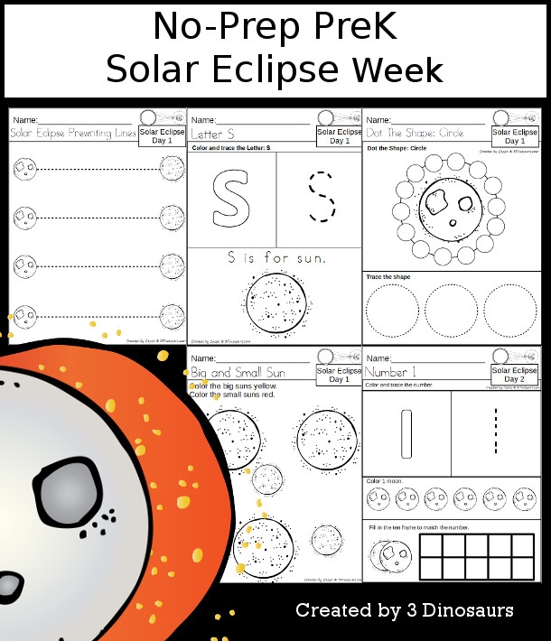Solar Eclipse Weekly Packs For Kids 3 Dinosaurs Worksheets Library