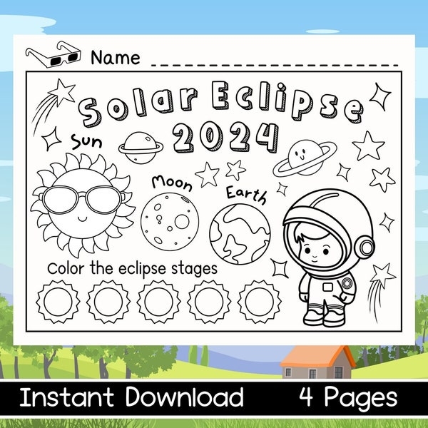 Solar Eclipse Worksheet For Kid Etsy