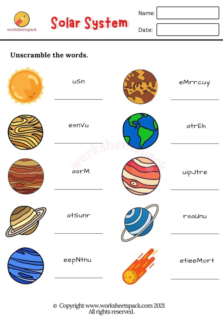 solar system worksheets pdf