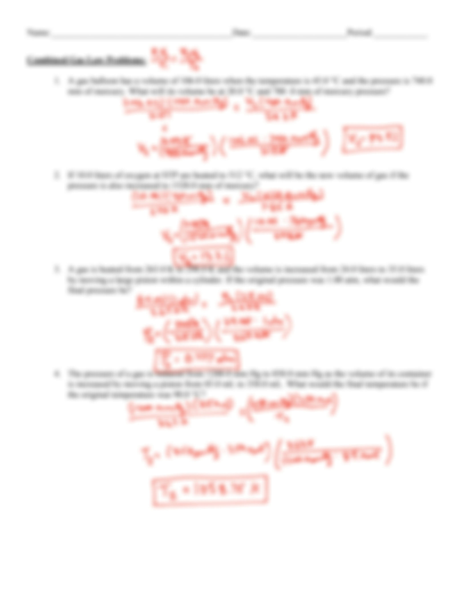 SOLUTION Gas Laws Key Worksheet With Answer Studypool Worksheets 