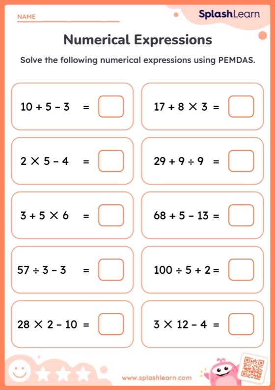 numerical expressions worksheet