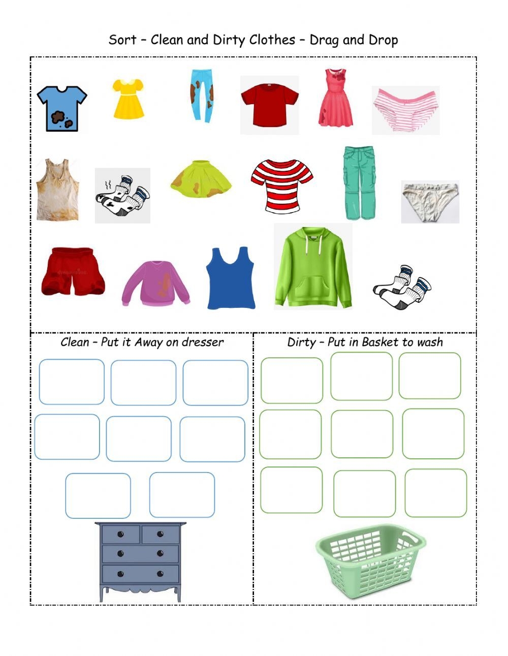 free printable sorting clothes worksheet
