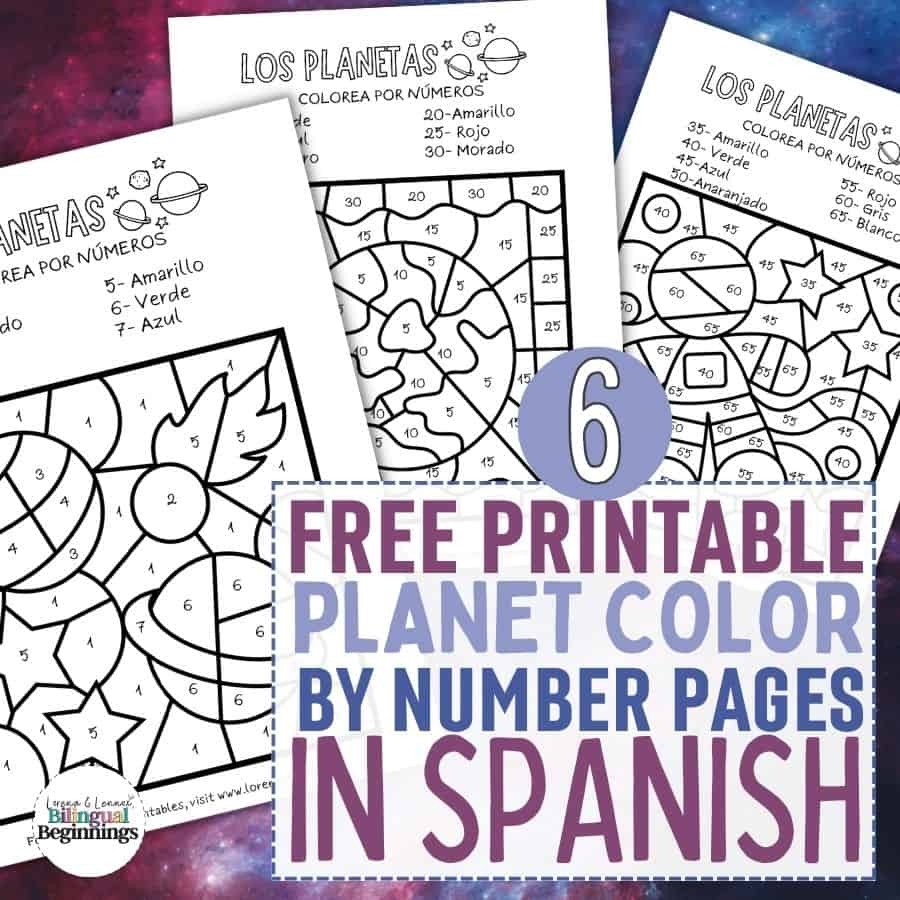 Space And Planet Color By Number Pages In Spanish Bilingual Beginnings