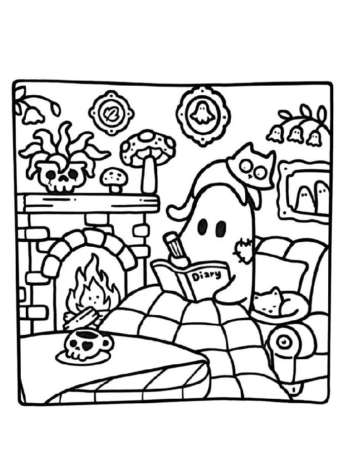 Spooky Cutie Coloring Pages Free Printable PDF 