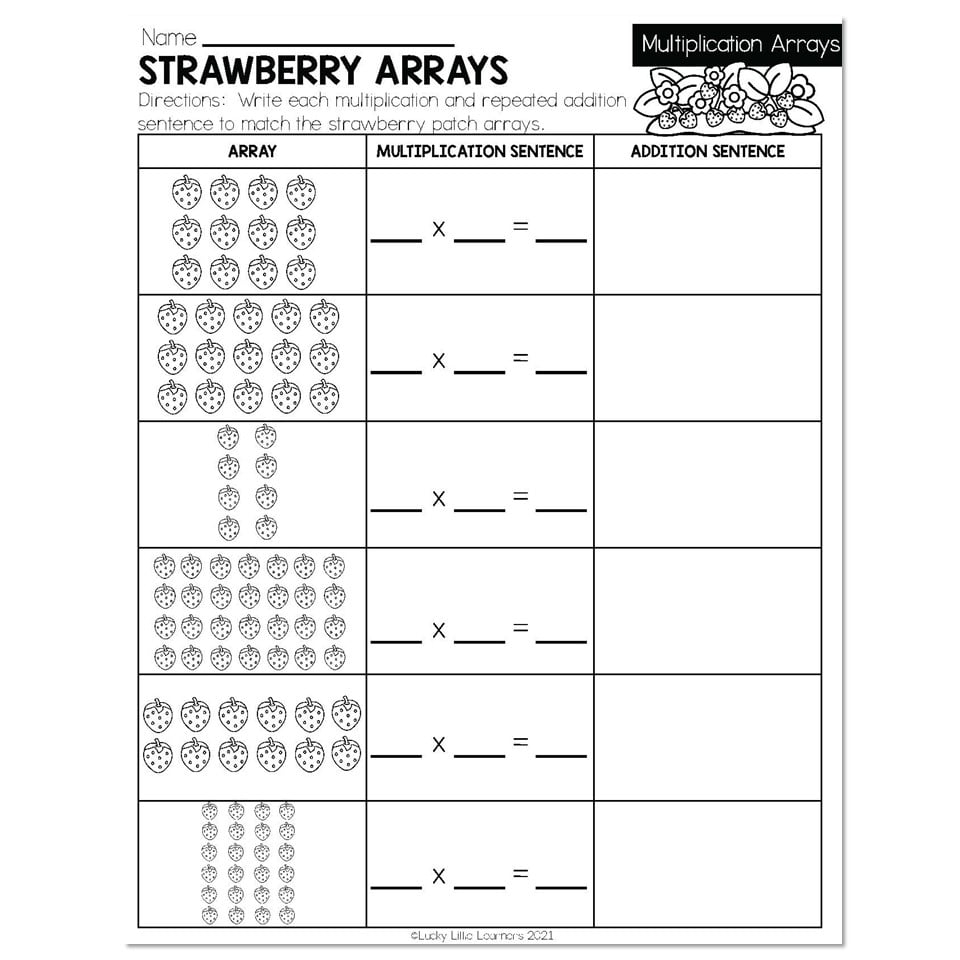 Spring Early Finishers 2nd Grade Math Multiplication Arrays 
