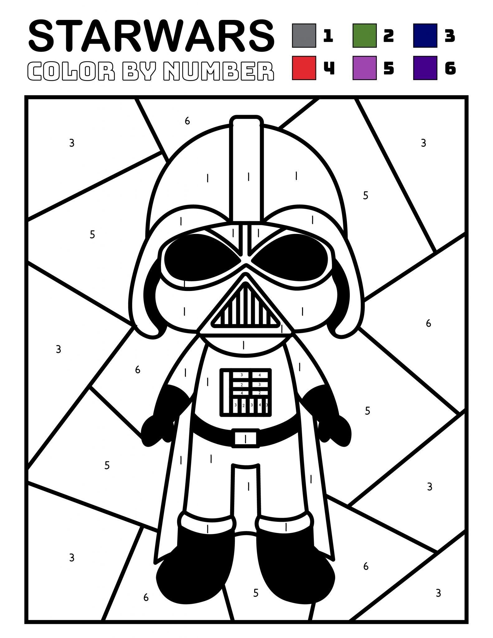 Star Wars Color By Number Coloring Pages Free Printable Coloring The 
