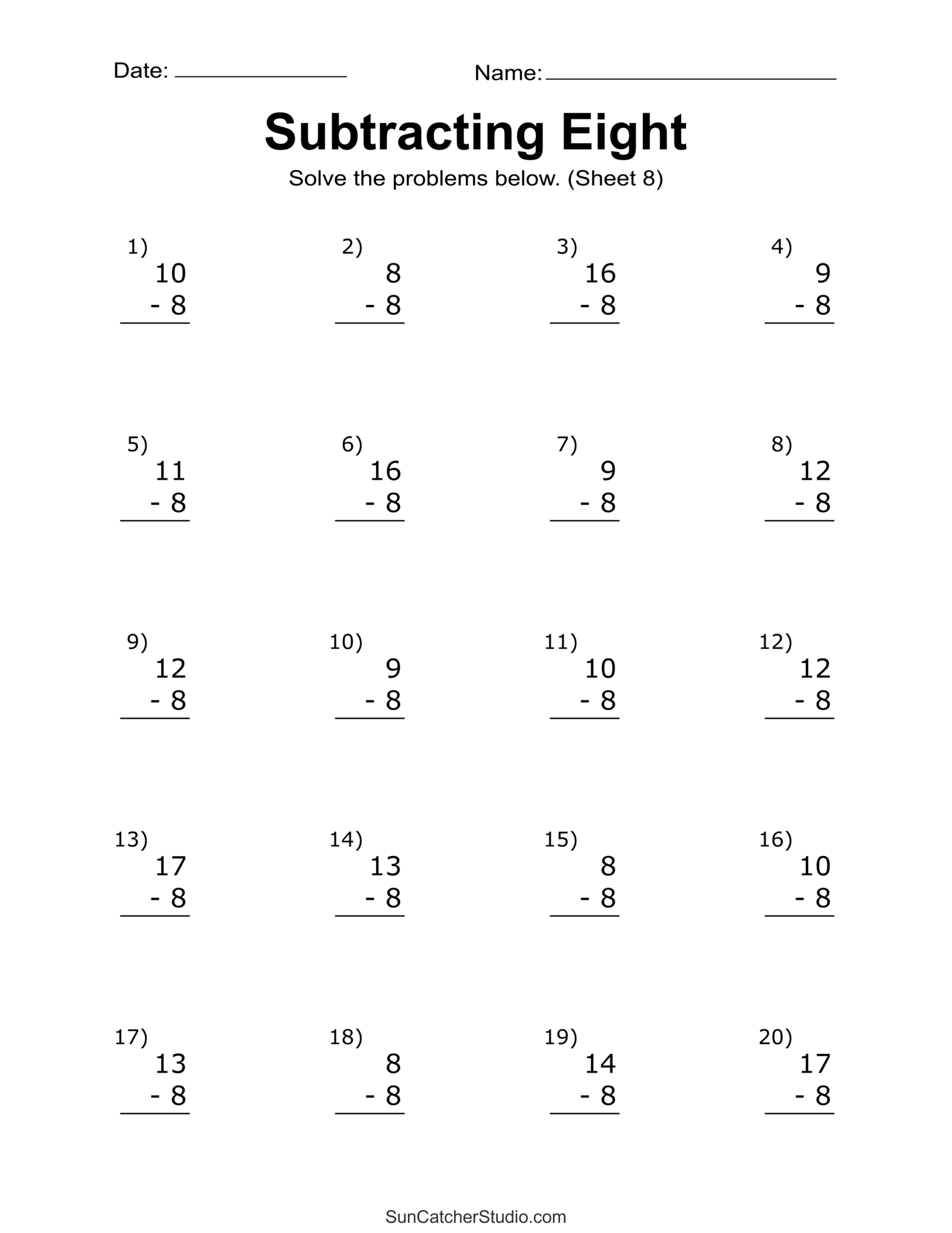 math worksheets subtraction