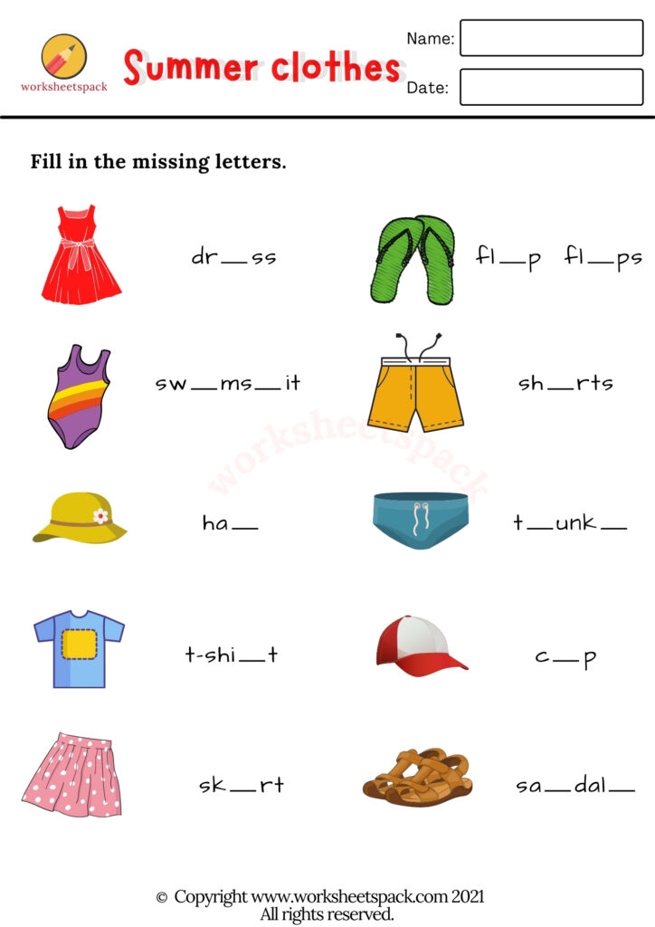 Summer Clothes Worksheets Worksheetspack