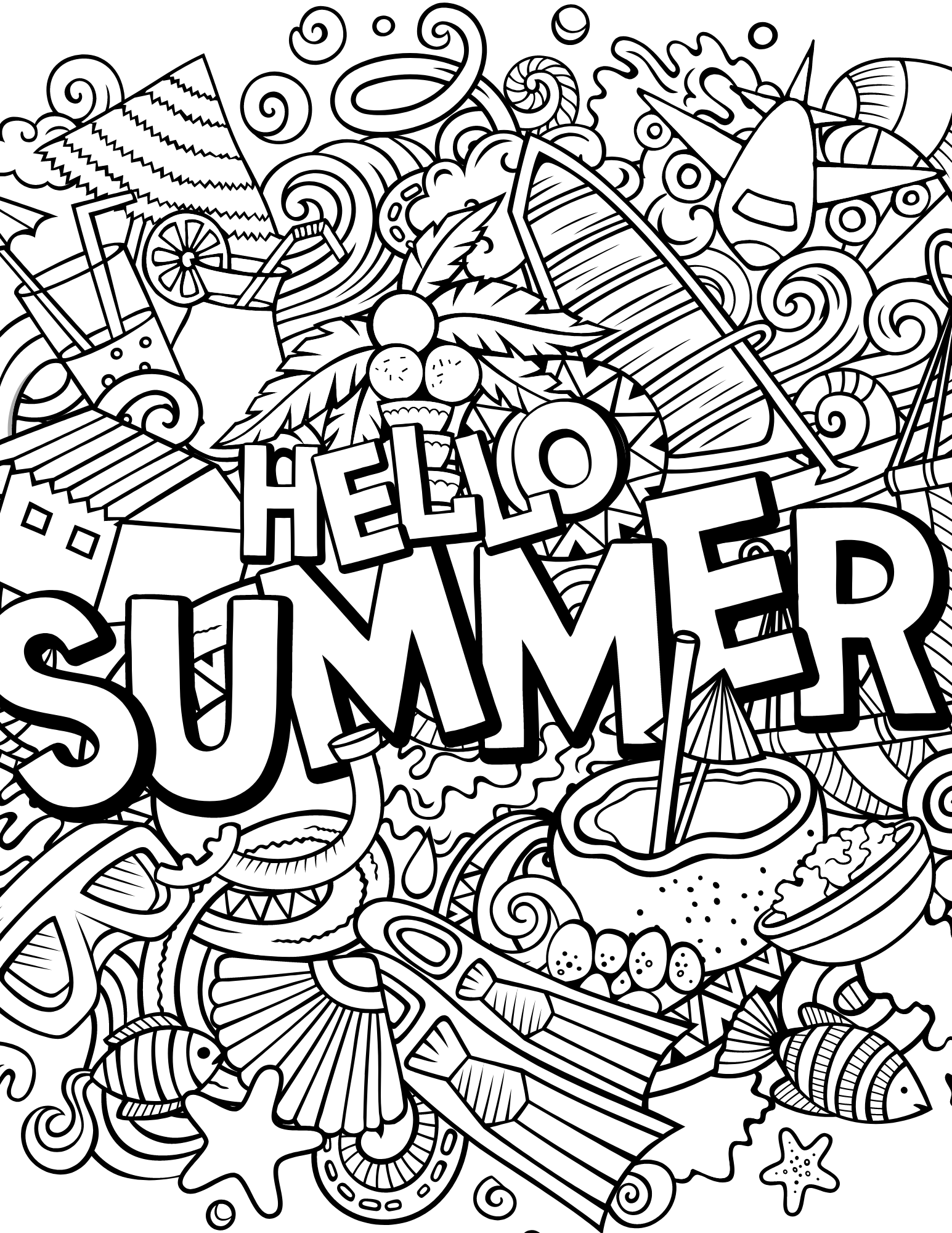 Summer Fun Coloring Pages Free Printables