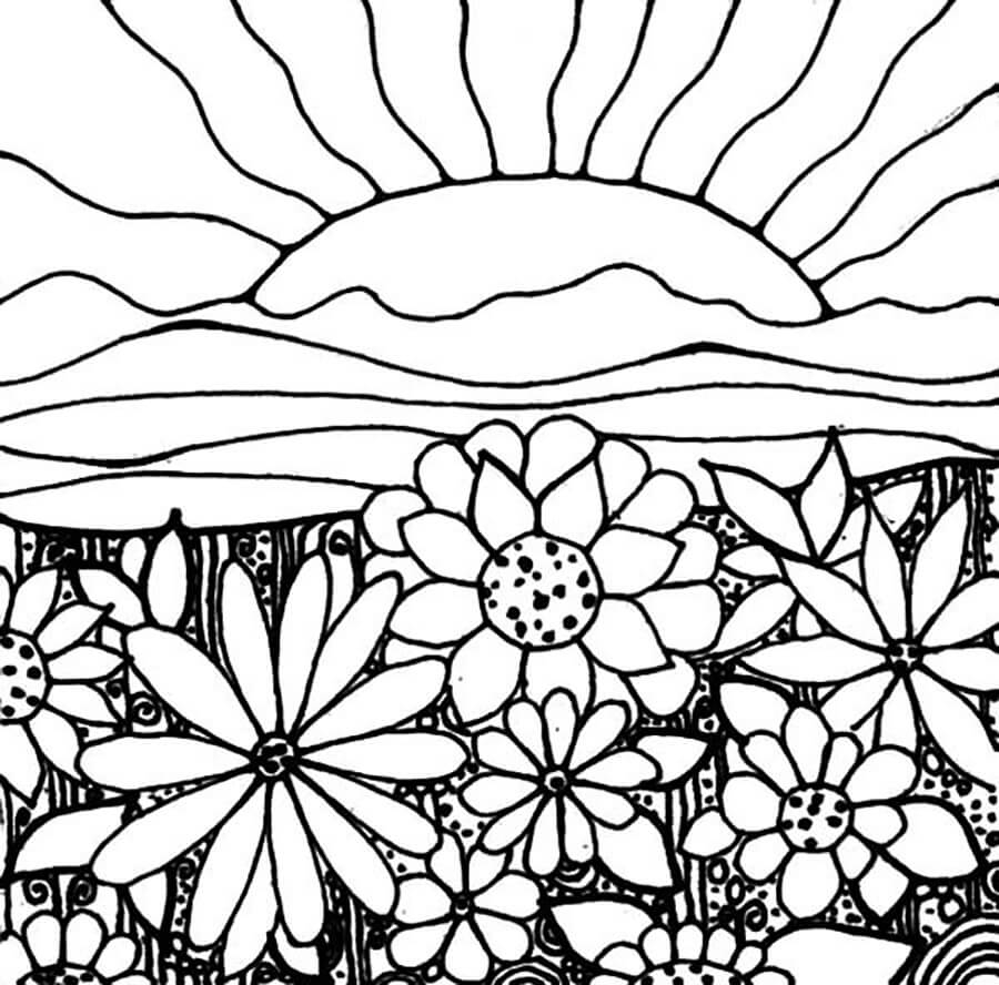 Sunset Landscape Coloring Page Free Printable Coloring Pages For Kids