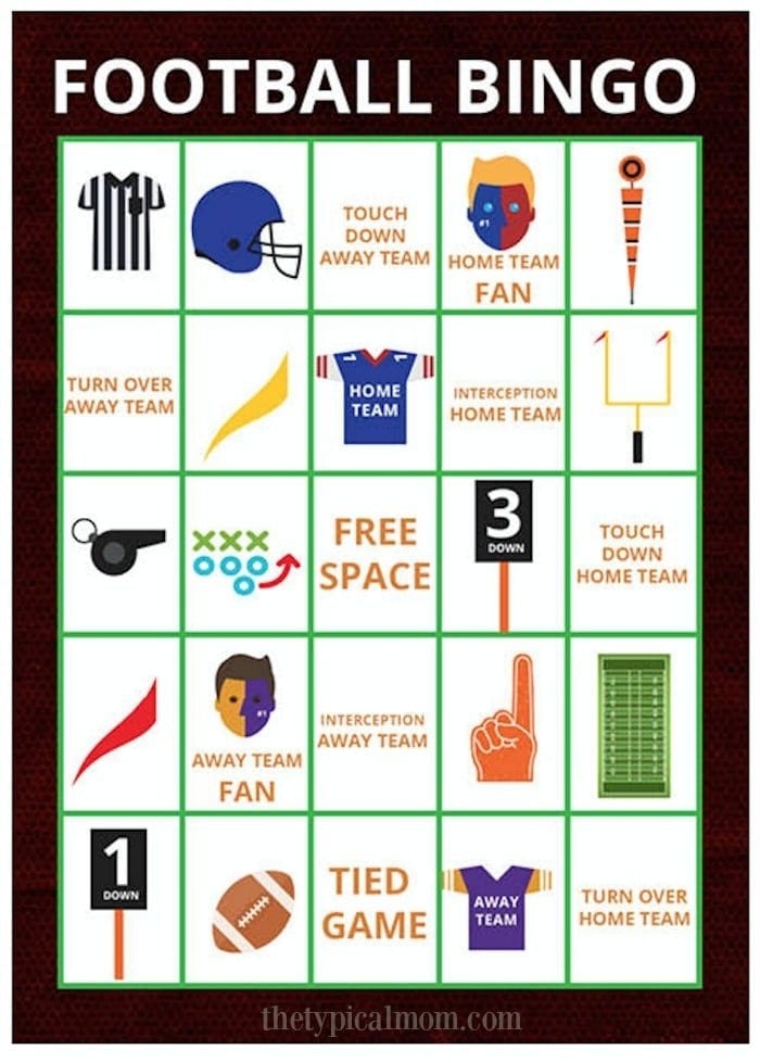 Super Bowl Bingo Cards Printable