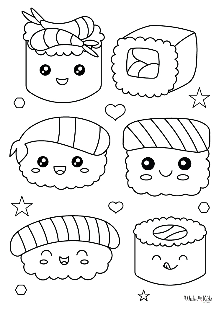 Sushi Coloring Pages Free Printable PDFs WakeTheKids
