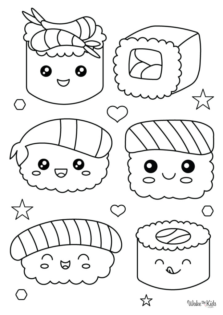 Sushi Coloring Pages Free Printable PDFs WakeTheKids