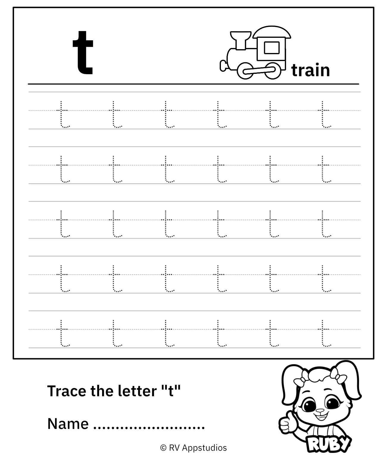 T Tracing Worksheet Letter Tracing Worksheets