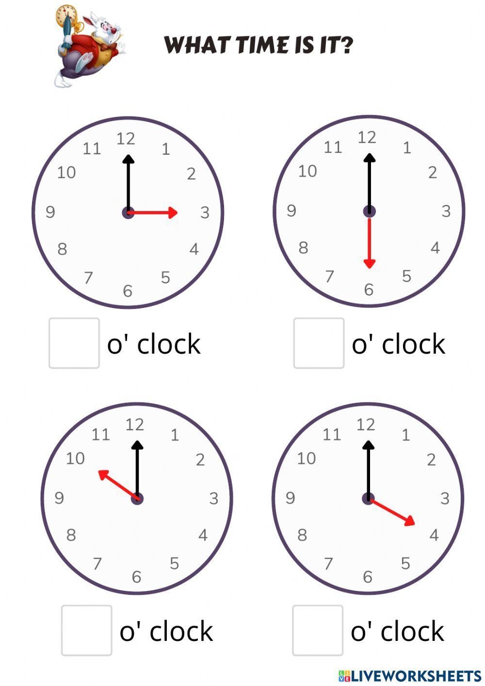 Telling Time Online Activity For Kindergarten Live Worksheets 