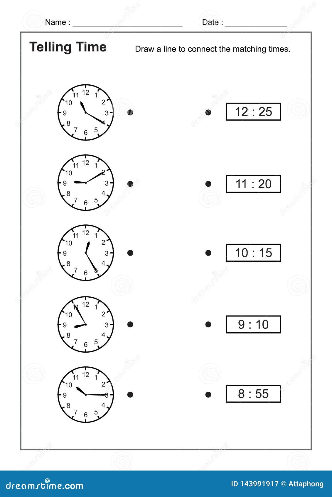 Telling Time Telling The Time Practice For Children Time Worksheets For 