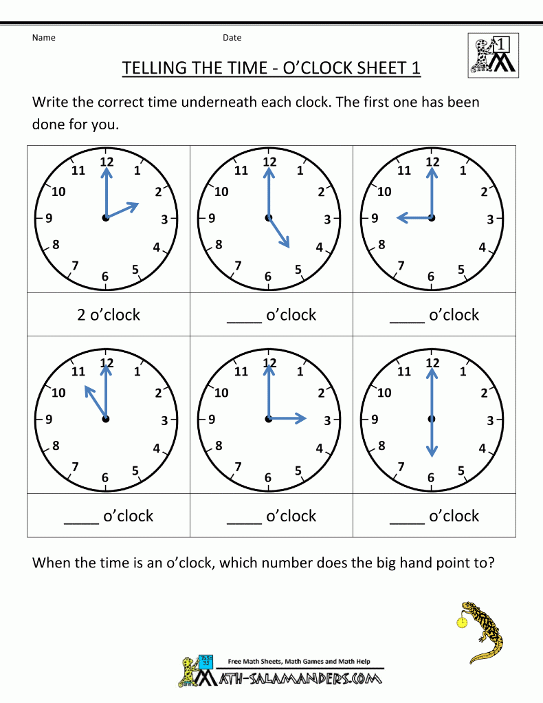 free math time worksheets