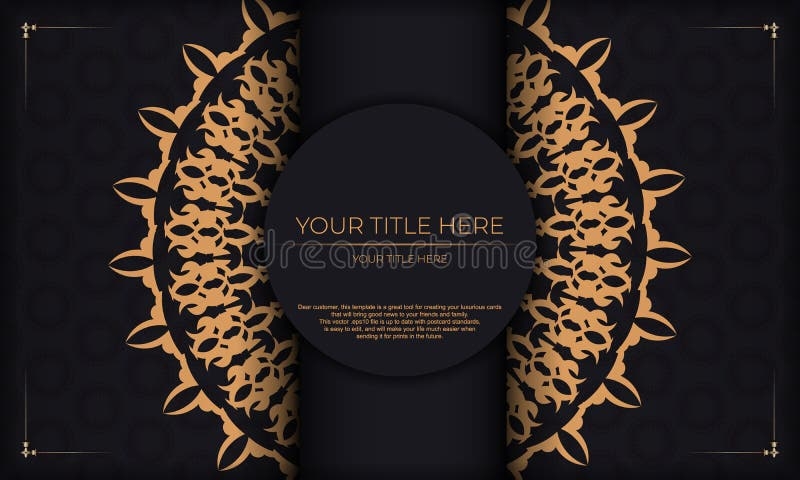 Template For Design Printable Invitation Card With Vintage Patterns 