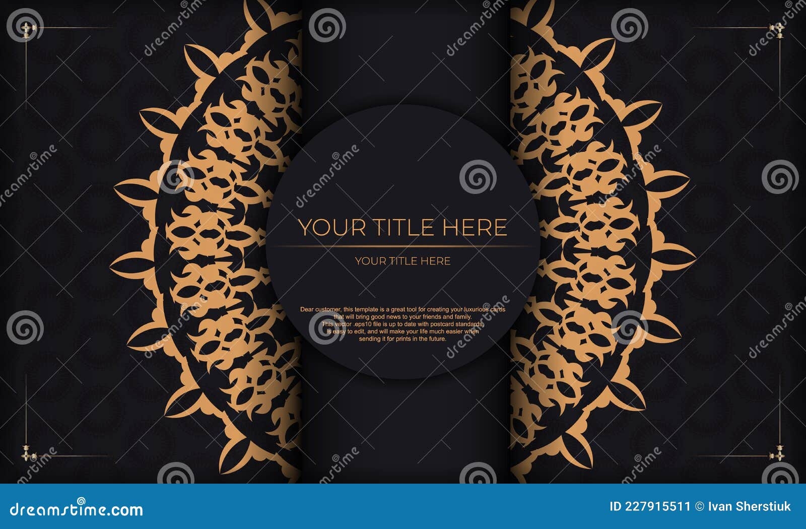 Template For Design Printable Invitation Card With Vintage Patterns 