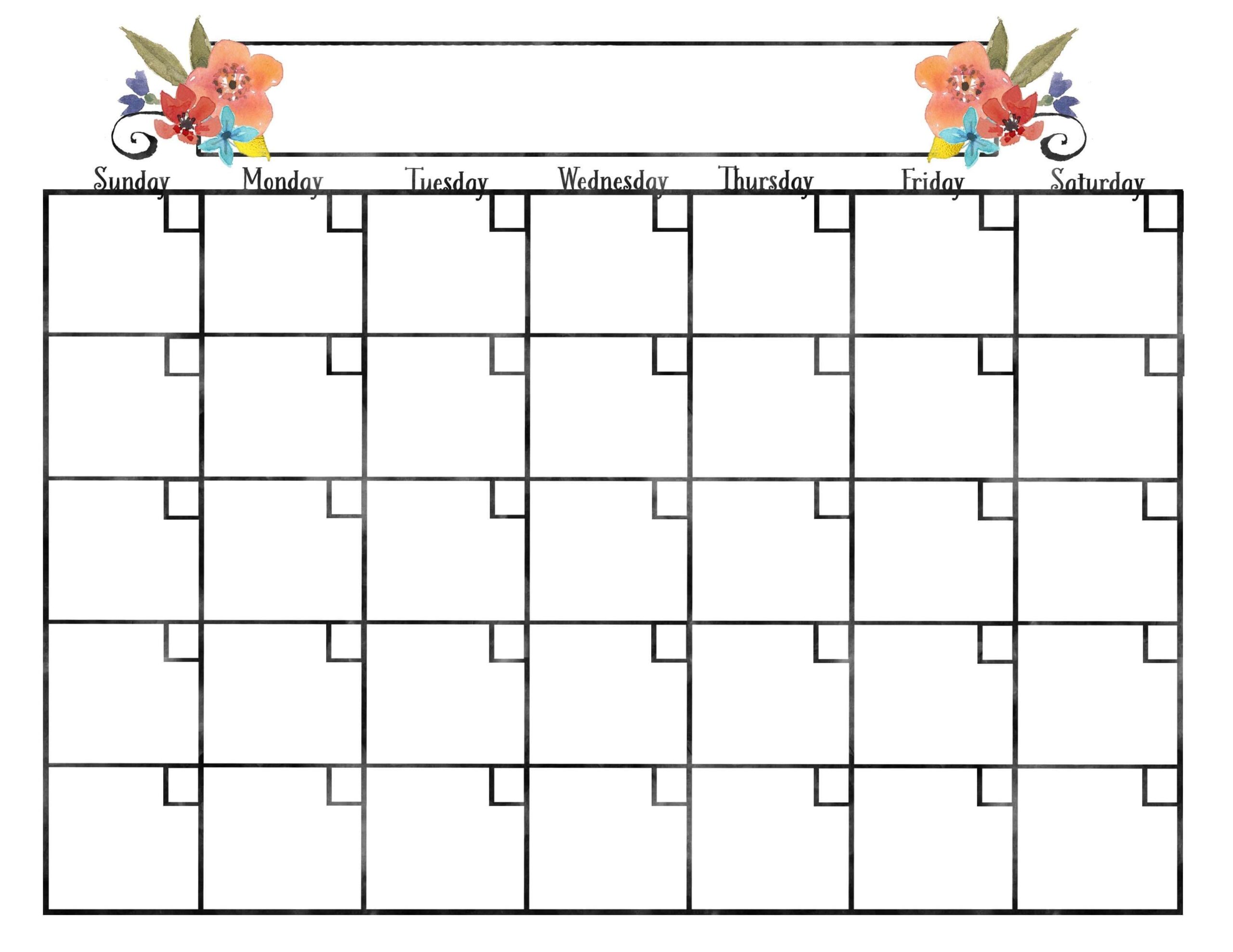 Template Free Printable Cute Blank Calendar Preschool Calendar Printable