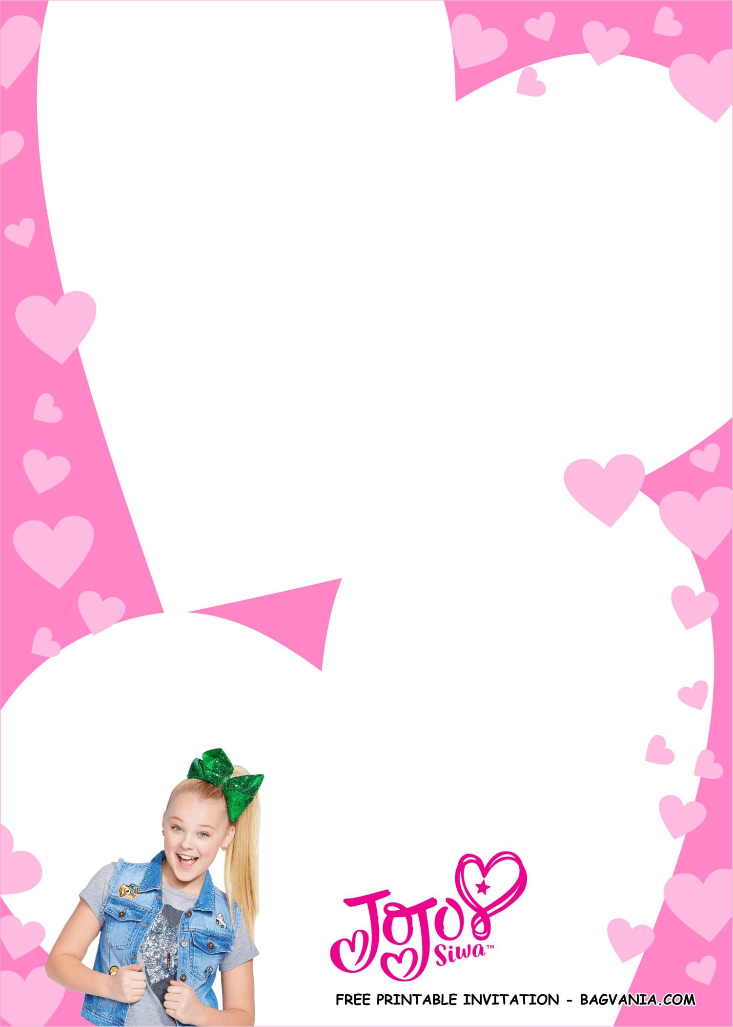Template Jojo Siwa Blank Invitations