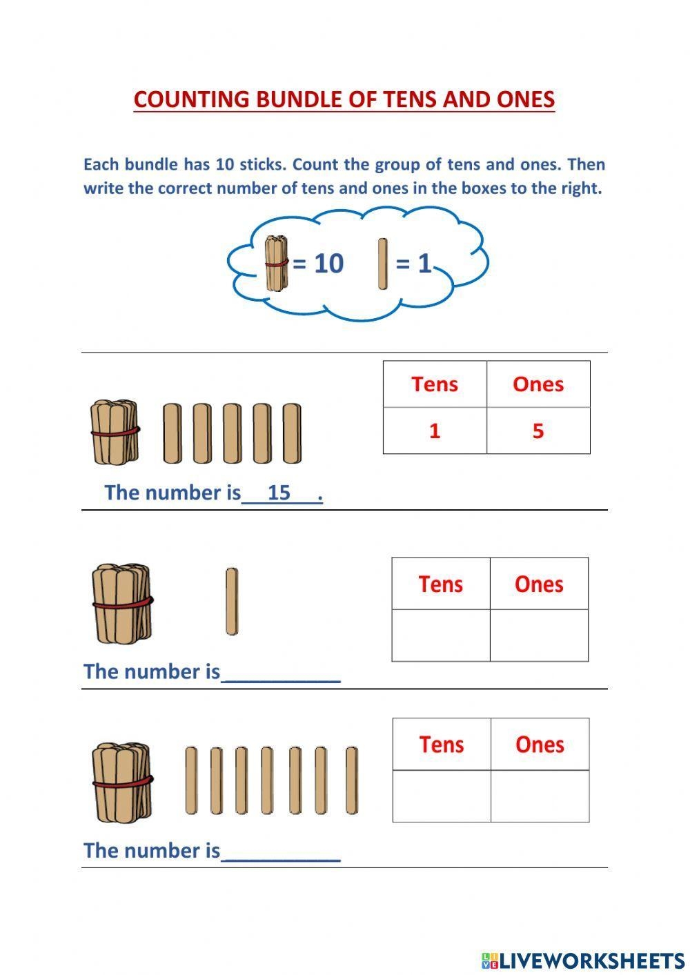 Tens And Ones Exercise For Grade 1 Live Worksheets Worksheets Library