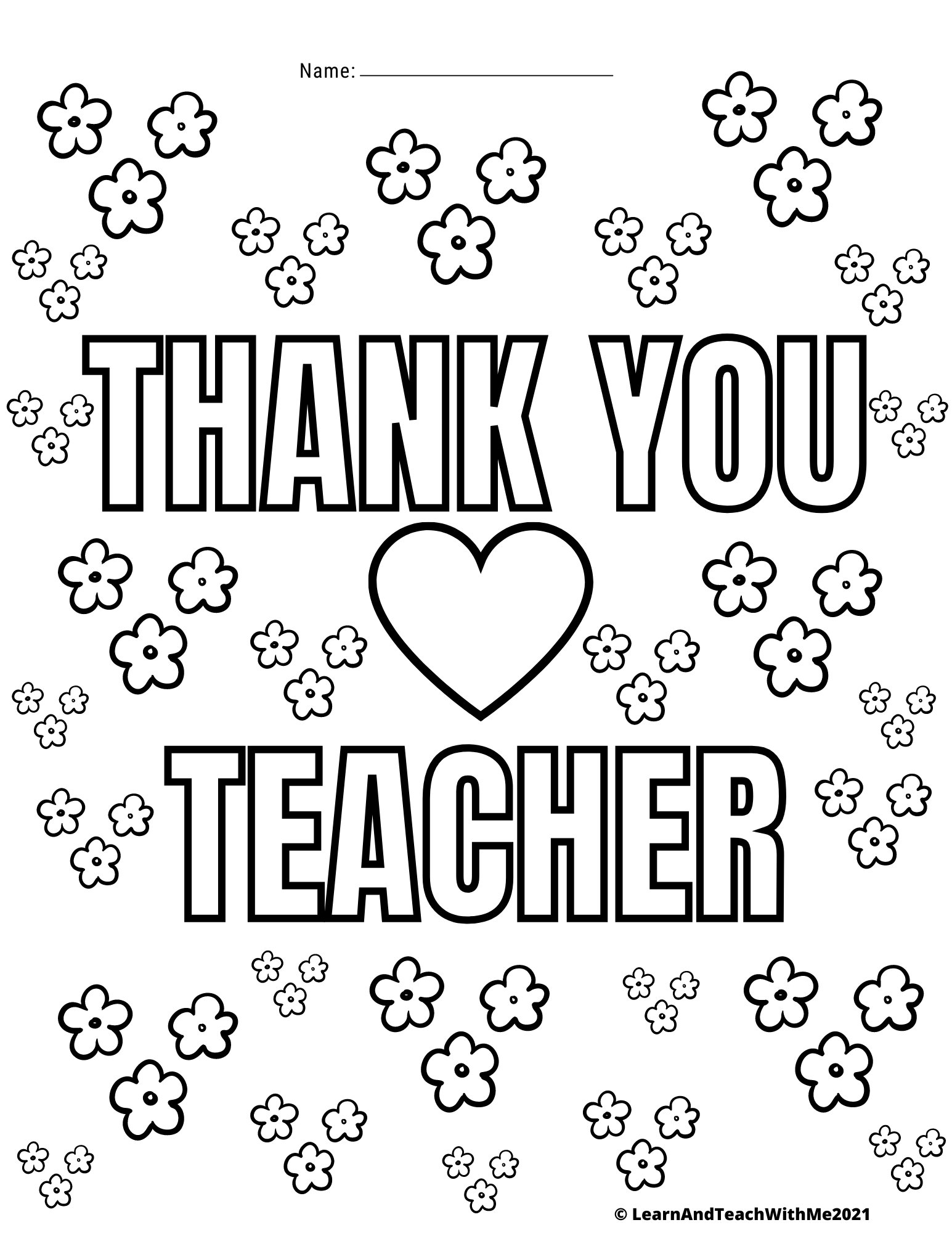 Thank You Teacher Coloring Pages Coloring Nation