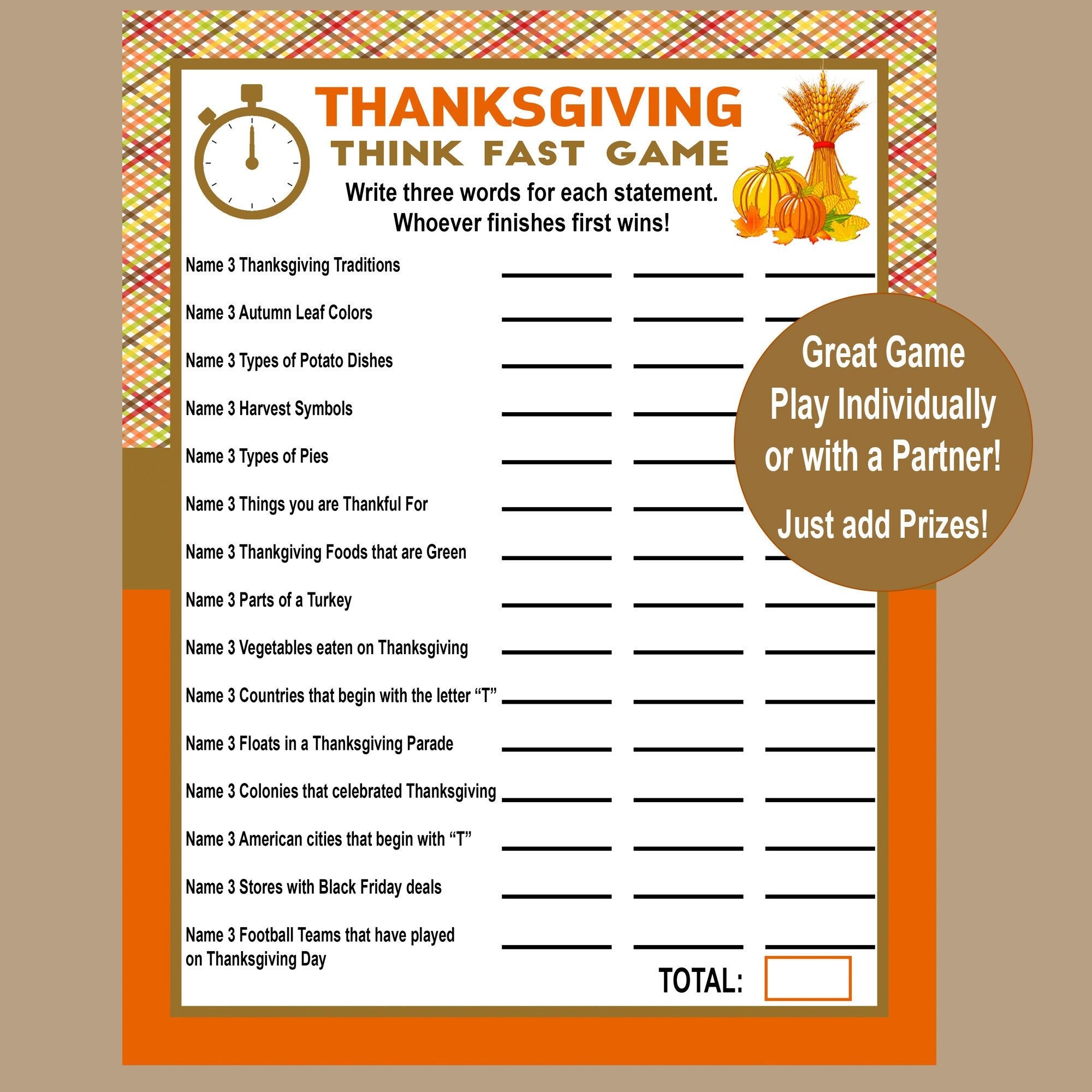 fun family games for thanksgiving printable