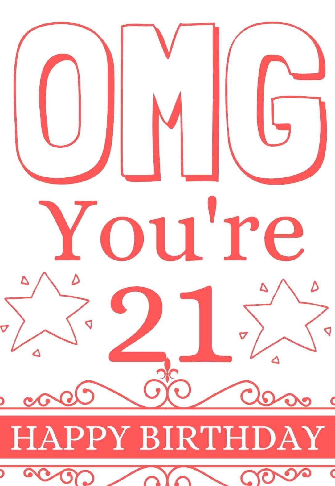 21 birthday card printable free