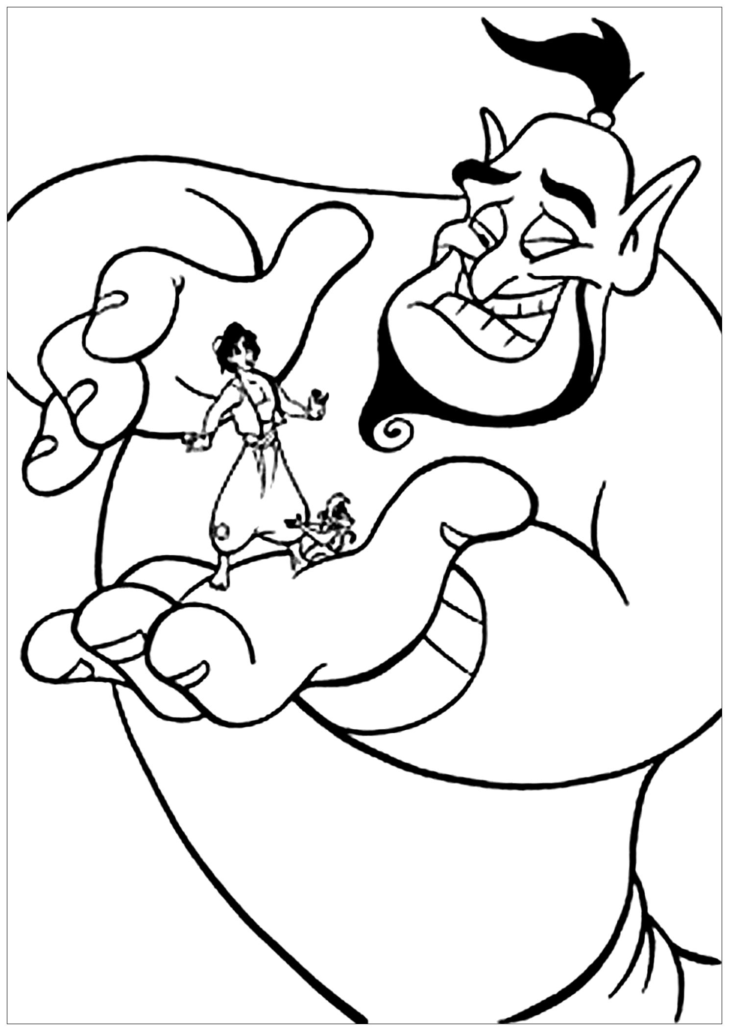 The Genie And Aladdin Aladdin Coloring Pages For Kids