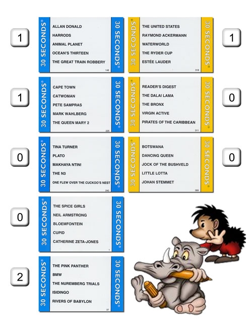 30 seconds game cards printable