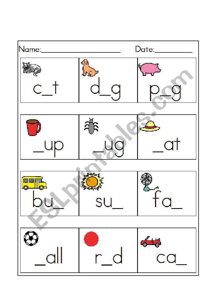 Three Letter Spelling Fill In ESL Worksheet By 1yoyo