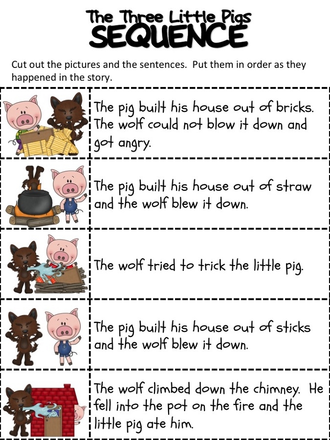 3 little pigs printable sequence cards