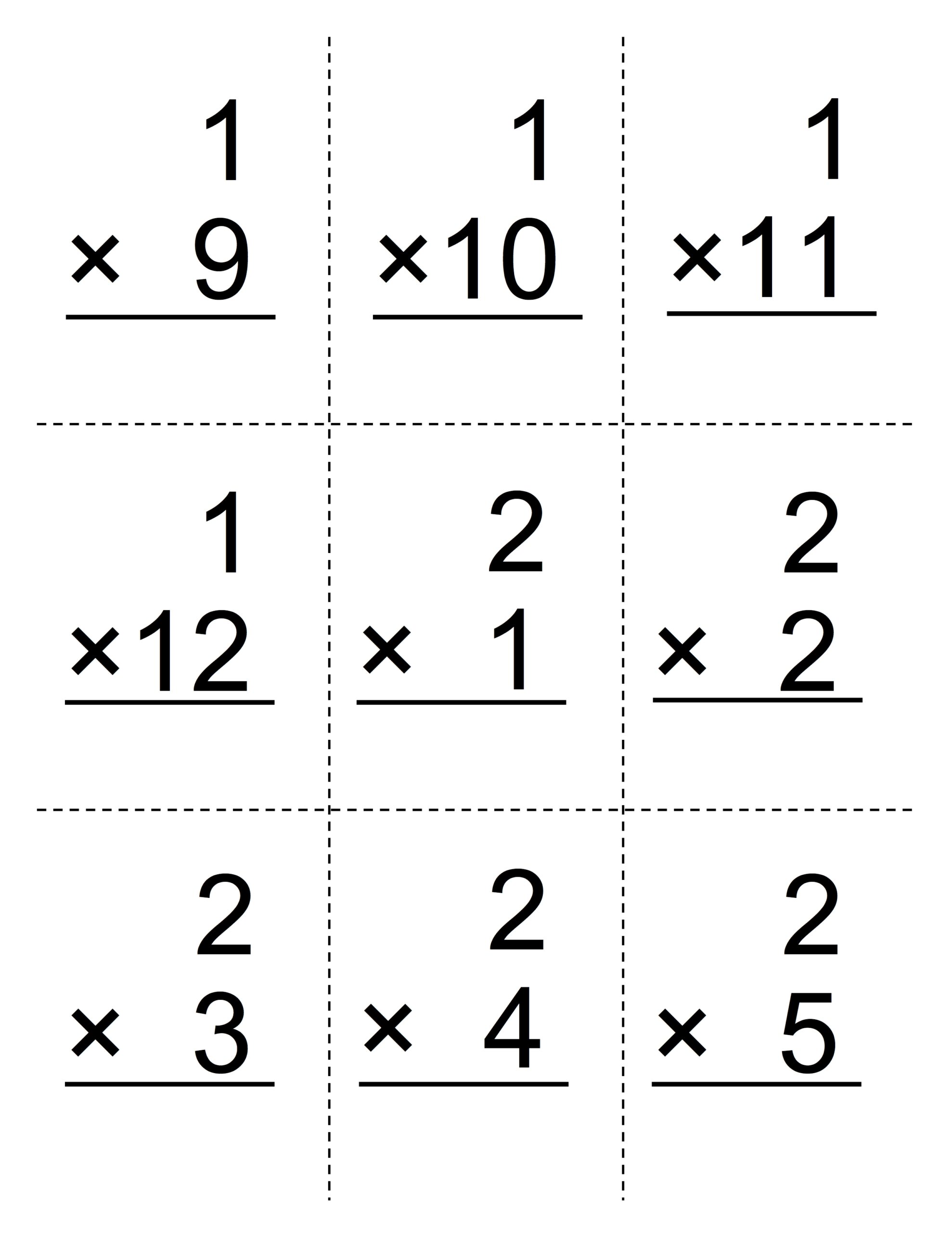 4 times tables printable flash cards